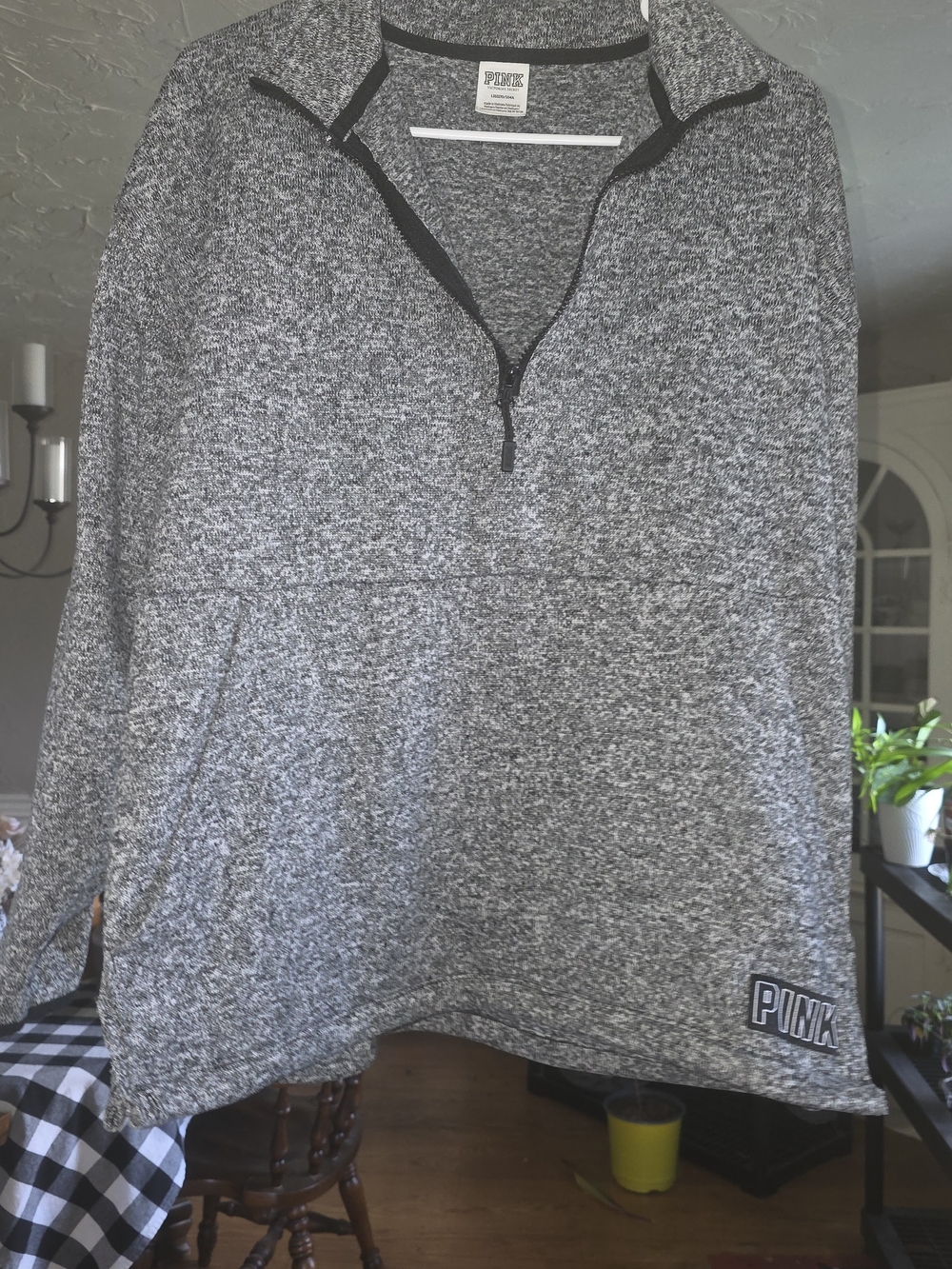 PINK Victoria's Secret Men's Gray Heather Quarter-Zip Pullover